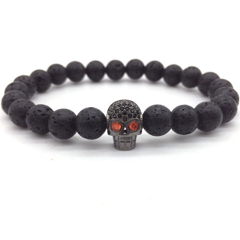 Skulls Lava Beads Charm Bracelets