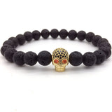 Skulls Lava Beads Charm Bracelets