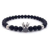 Crown Charms Natural Agate Stone Beads Bracelets