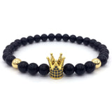 Crown Charms Natural Agate Stone Beads Bracelets