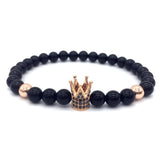 Crown Charms Natural Agate Stone Beads Bracelets
