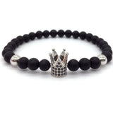 Crown Charms Natural Agate Stone Beads Bracelets