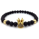 Crown Charms Natural Agate Stone Beads Bracelets