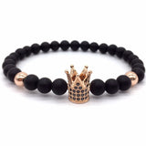 Crown Charms Natural Agate Stone Beads Bracelets