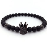 Crown Charms Natural Agate Stone Beads Bracelets