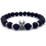 Crown Charms Natural Agate Stone Beads Bracelets