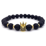 Crown Charms Natural Agate Stone Beads Bracelets