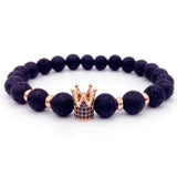 Crown Charms Natural Agate Stone Beads Bracelets