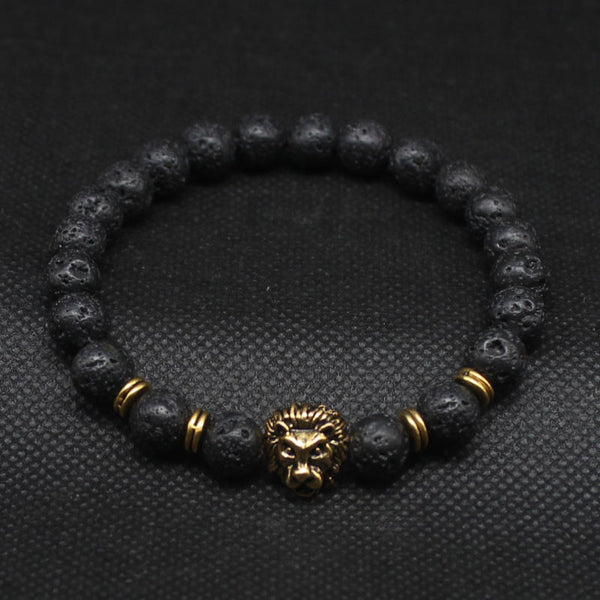 Gold Silver Lion Head lava Beads Bracelets