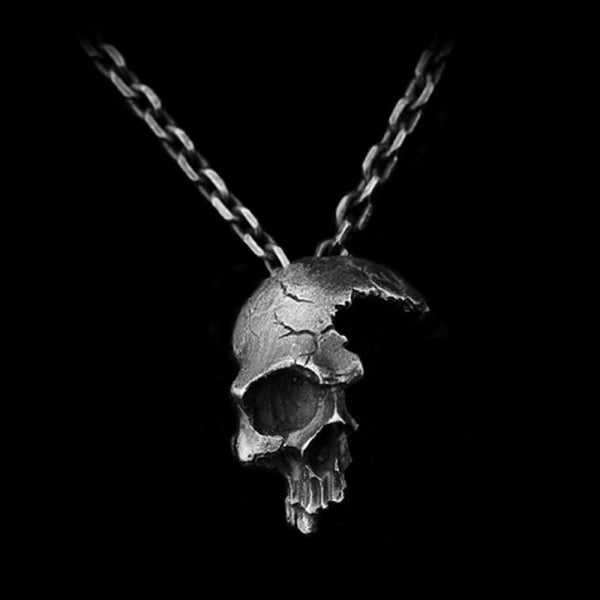 Broken Skull Pendant Necklace