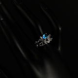 Aquamarine Dragonfly Lotus Ring