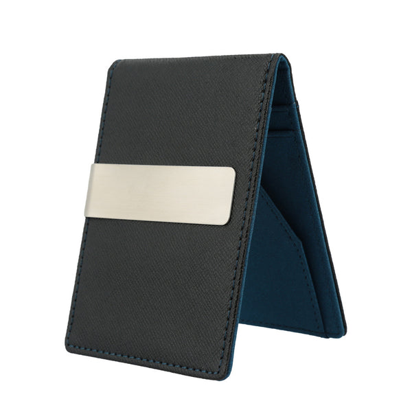 Men Faux Leather Clip Slim Wallet