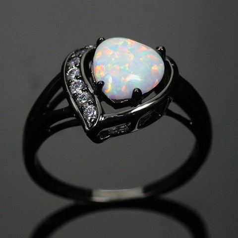 Fire Heart Love Heart Gold Plated Opal Ring