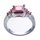 Princess Cut Red Garnet Ring