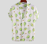 Avocado Turn-down Collar Short Sleeve