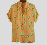 Avocado Turn-down Collar Short Sleeve