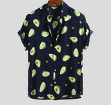 Avocado Turn-down Collar Short Sleeve