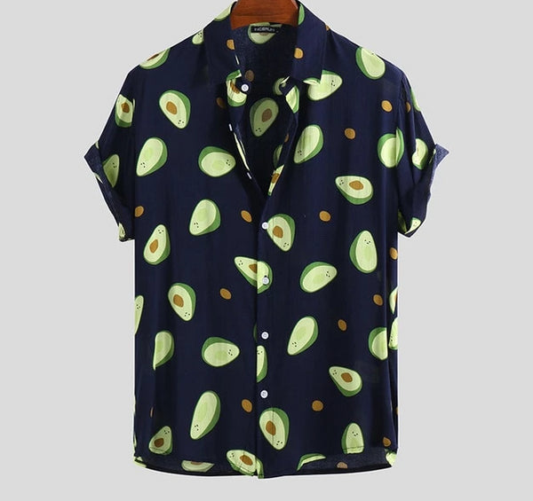 Avocado Turn-down Collar Short Sleeve