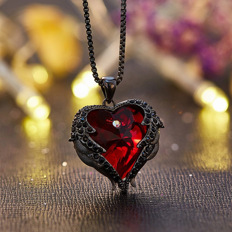 Crystal Black Seraphim Pendant Necklace ESS6 Fashion