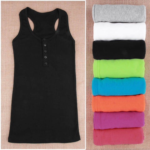 Multi color Long Sleeveless Bodycon Temperament Cotton Tank Tops