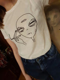 Women Smoking Aliens T-Shirt