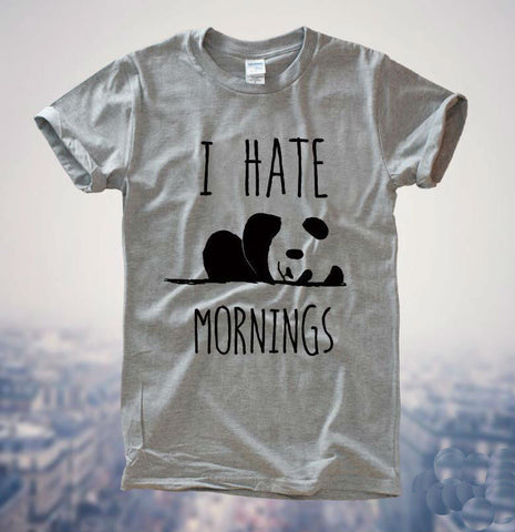 Women I HATE MORNINGS Panda Printed T-Shirt