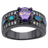 Rainbow Topaz Opal Round Ring