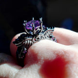 Dark Skull Shape Amethyst Ring