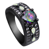 Rainbow Topaz Opal Round Ring